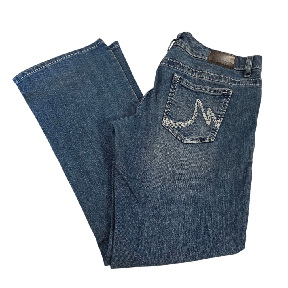 Maurices Bootcut Jeans Womens Blue 11/12 Denim Medium Wash Stretch Embroidered